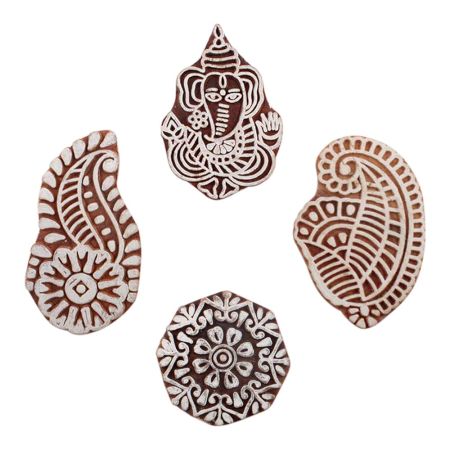 Set of 4 Piece New Mix Wooden Printing Block